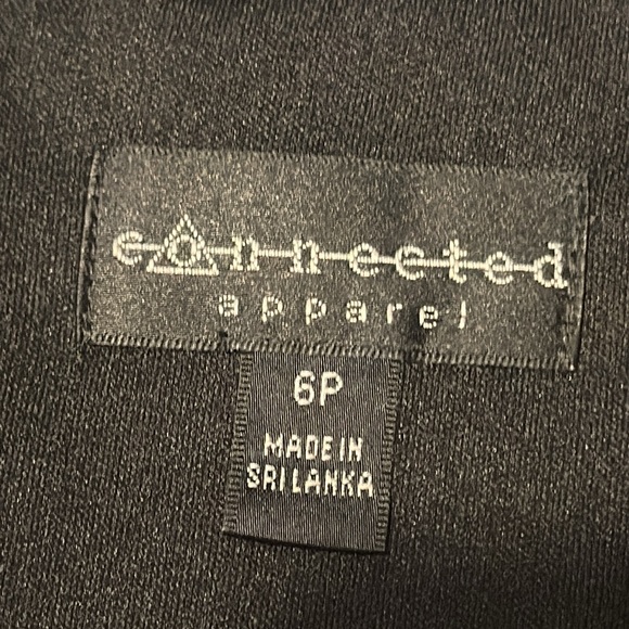 Connected Apparel black blue abstract dot stretch bodycon cap sleeve dress 6P - Picture 10 of 11